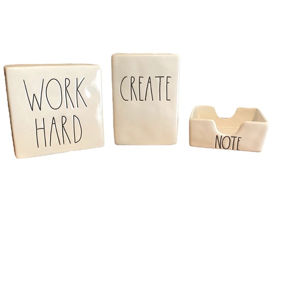 3 Pieces Rae Dunn Artisan Collection Ceramic Set. “Note”, “Create”, “Work Hard”/ - Picture 10 of 11